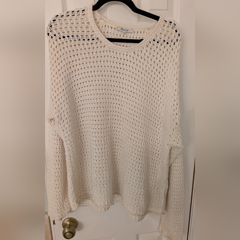 Madewell Austen Open Stitch Creme Pullover Oversize Coverup Sweater